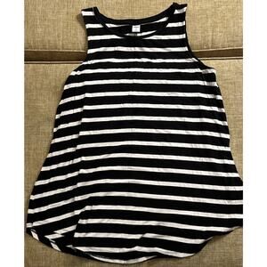 Old Navy Luxe Tank Top Women’s Black White Striped Sleeveless Round Neck‎ Size S